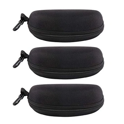 Abbildung von EKdirect 3 Stück Sonnenbrille Brillenetui Reißverschluss Hartschale mit Gürtelclip (Schwarz Schwarz Schwarz)