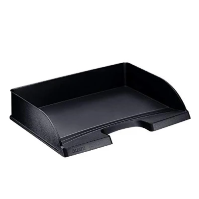 Abbildung von Leitz Briefkorb Querformat A4, Briefablage in Premium Qualität, Stapelbares Ablagefach als Schreibtisch Organizer, Kombinierbar mit Plus Serie, Schwarz, 52180095