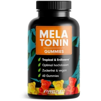 Abbildung von Melatonin Gummies 60x mit 0,5 mg bioaktivem leckerer Früchte Mix Geschmack Optimal hochdosiert Gummibärchen Zuckerfrei, laborgeprüft &amp; 100% vegan Made in Germany