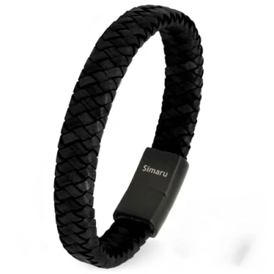 Abbildung von Simaru Lederarmband für Frauen &amp; Männer, Echtleder Armband mit Edelstahl Hakenverschluss, Premium Qualität Made in Germany