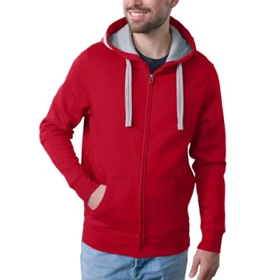 Abbildung von HRM Herren Hooded Kapuzenpullover, Rot, S