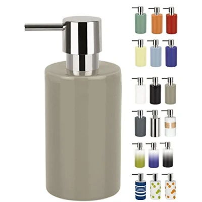 Abbildung von Spirella Seifenspender Tube mit Pumpe Flüssigseifen Spender Porzellan 300ml Langliebig und Robust Taupe/Graubraun