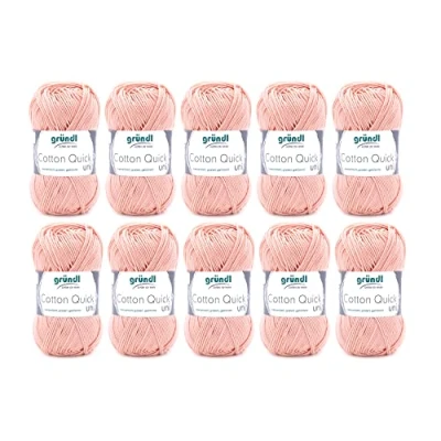 Abbildung von Gründl Cotton Quick Uni, Vorteilspack (strapazierfähige und langlebige Wolle, pflegeleichtes waschbares Garn aus 100 % Baumwolle, Nadelstärke: 3 4) 10 x 50 g, Apricot