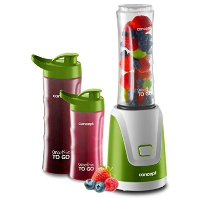 Abbildung von CONCEPT Hausgeräte SM 3365 SM3365 Maker Smoothie to GO mit DREI Flaschen, 300 W, 2X 600 1x 400 ml, BPA frei, Plastik, Grün
