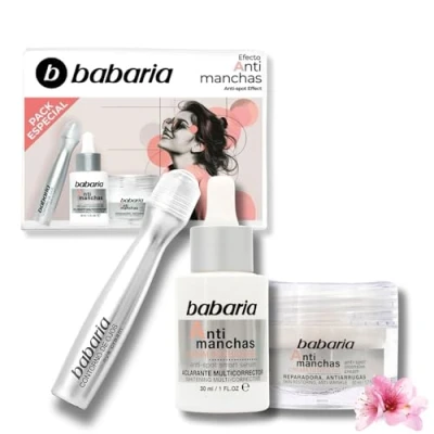 Abbildung von Babaria Geschenkset für Damen, gegen Flecken, Augenkontur, Gesichtsserum und Anti Flecken Gesichtscreme Aging Pack spendet Feuchtigkeit, repariert reduziert Tränensäcke