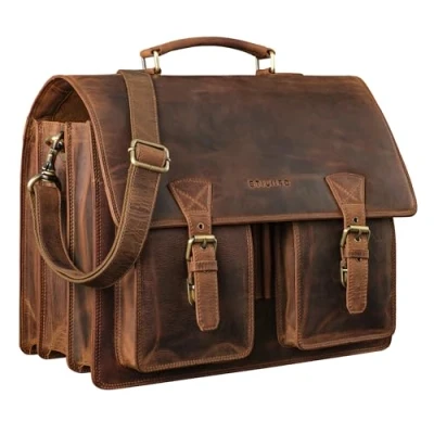 Abbildung von STILORD XL Herren Businesstasche aus Leder braun große 15,6 Zoll Lehrer Laptop Tasche Männer Aktentasche Vintage Umhängetasche Rindsleder &#039;Cory&#039;