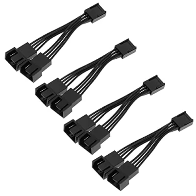 Abbildung von 4PCS 1 to 2 Way 4 Pin PWM Fan Splitter Cable 12V Computer PC Case Converter 5cm Length Accessories Black