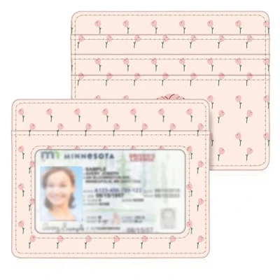 Abbildung von Fintie Flache Geldbörse Kartenetui Ausweishülle, Premium Kunstleder RFID Schutz Slim Geldbeutel Kreditkartenetui mit ID Fenster und Schnellzugriff Fach für Herren Damen, Tulpe