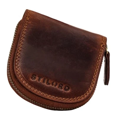 Abbildung von STILORD &#039;Cash&#039; Mini Geldbörse, Leder, Vintage, Münzfach, für Männer und Frauen, aus echtem Kara Cognac, S, geldbörse