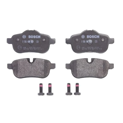 Abbildung von BOSCH 0 986 494 450 Bremsbelagsatz Low Metallic mit Montageanleitung, Anti Quietsch Blech, Schrauben BMW: Z4 Roadster