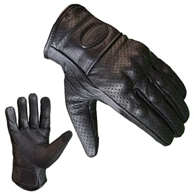 Abbildung von PROANTI Motorradhandschuhe Leder Sommer Motorrad Handschuhe Touchscreen Funktion (M)