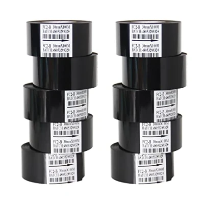 Abbildung von 10 Rollen Schwarzes Heißprägefarbband, 30 mm x 100 m, Thermotransferband für Coder Drucker