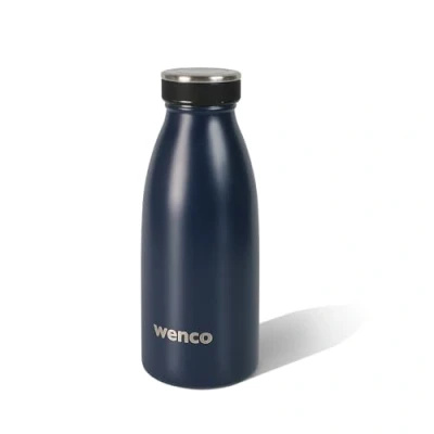 Abbildung von wenco Trinkflasche Edelstahl 0,35l / 350ml isoliert und auslaufsicher für kalte heiße Getränke auch als Thermoskanne verwendbar BPA frei blau, Dunkelblau