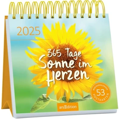 Abbildung von Postkartenkalender 365 Tage Sonne im Herzen 2025: Kleiner Tischkalender für mehr gute Laune und Lebensfreude