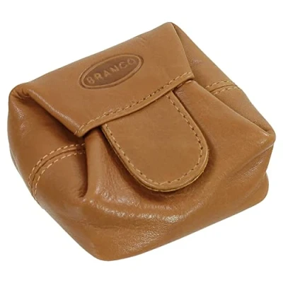 Abbildung von Branco Geldsäckchen Mini Geldbörse Münzbörse Minibörse Schütter Kleingeldbörse Geldbeutel Leder 6,5cm Farbe Natur