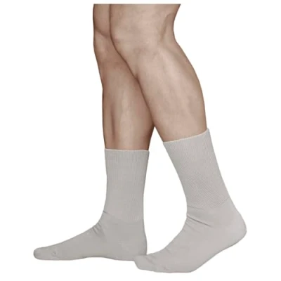 Abbildung von vitsocks Herren Diabetikersocken extra weit ohne Gummi Bund Socken (3 PAAR) geschwollene Füße Baumwolle, grau, 44 46