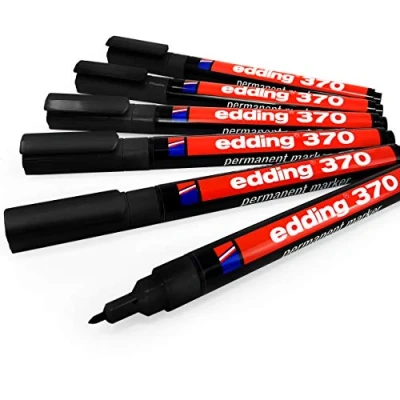Abbildung von Edding 370 Permanent Marker Pen 1 mm, Rundspitze, schwarz, 6 Stück