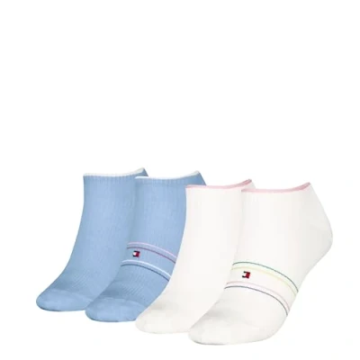 Abbildung von Tommy Hilfiger Women Sneaker Shine 4 PACK Socken, Damen, Größe: 35 38, Whit/light blue