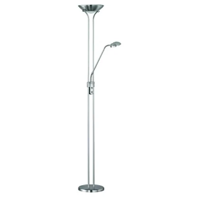 Abbildung von Reality Leuchten LED Deckenfluter Spock R42292107 in Nickel matt, Fluter inkl. 20 Watt LED, Lesearm 5 und getrennt schaltbar, Höhe180cm
