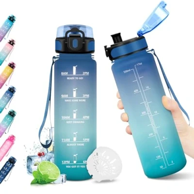 Abbildung von KollyKolla Trinkflasche Kinder 500ml, Sport Kohlensäure Geeignet, Auslaufsicher, Wasserflasche mit Zeitmarkierungen, Water Bottle für Kinder, Schule, Fahrrad, Sport, Maedchen, Junge
