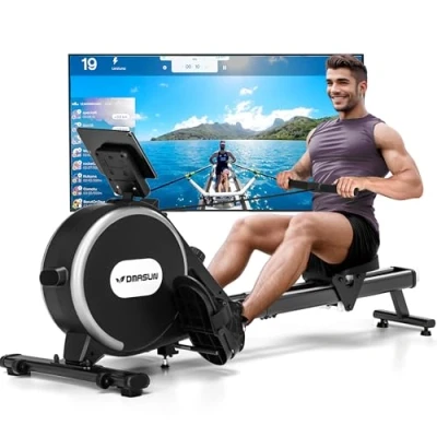 Abbildung von DMASUN Rudergerät für Zuhause, Magnetisches mit Upgrade Doppel Slide Rails, APP Verbindung, 16 Widerstandsstufen, LCD Datenanzeige, ideal Cardio Training, Belastbar bis 160kg