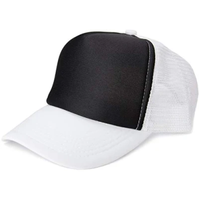 Abbildung von styleBREAKER Unisex 5 Panel Mesh Cap, Trucker Baseball Basecap, Click und Snap Verschluss verstellbar 04023007, Farbe:Schwarz Weiß