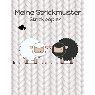 Abbildung von Strickpapier: Meine Strickmuster Blanko Stricken Notizbuch Verhältnis 4:5 Strick Design schwarzes und weißes Schaf Cover