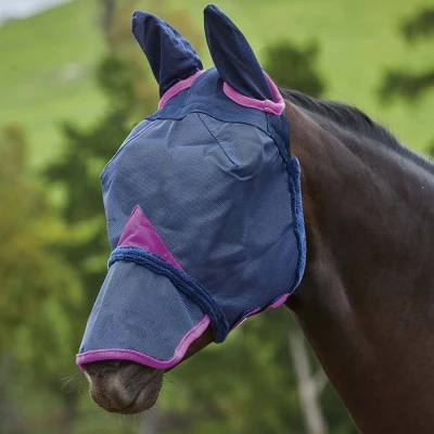 Abbildung von Weatherbeeta Fliegenmaske Comfitec Durable Mesh Ohren und Nase Navy/Lila Mini
