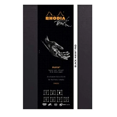 Abbildung von Rhodia ‎Rhodia ‎116113C Zeichenblock Black Maya DIN A4+, 50 Blatt schwarz, Papier 120g, cross, 1 Stück, Schwarz