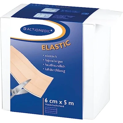 Abbildung von ACTIOMEDIC ELASTIC Wundschnellverband I Hypoallergene Pflasterkleberolle für Kinder &amp; Erwachsene Pflasterrolle in schützender Aufbewahrungsbox 6cm x 5m