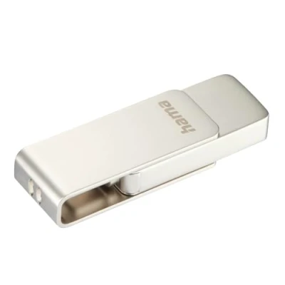 Abbildung von Hama USB Stick, 128GB, C 3.1 (Speicherstick, Stick 3.1, Datenspeicher, klein, ultra schnell, 90MB/s, Drehmechanismus, nutzbar als Schlüsselanhänger, Metall) silber