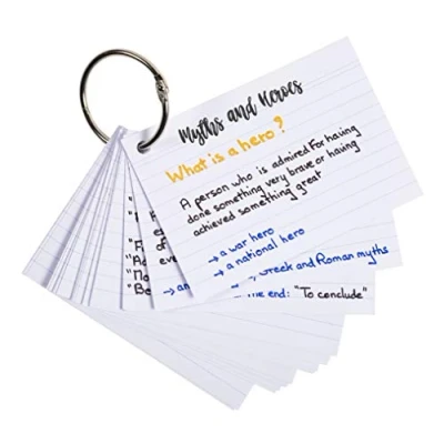 Abbildung von Exacompta 10330E 50er Pack Karteikarten mit Ring liniert DIN A7 in Folie eingeschweißt 77 x 105 mm ideal für die Schule und Universität zum Lernen Zufallsfarbe