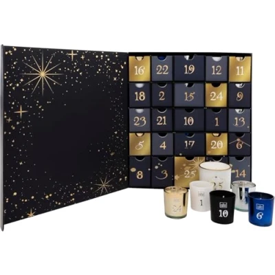 Abbildung von Origineller Adventskalender mit 25 Duftkerzen im Glas Spruch kerzen Luxusversion