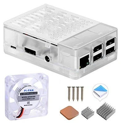 Abbildung von GeeekPi Raspberry Pi 3 B+ Gehäuse, Gehäuse mit Lüfter, 3B Stück Kühlkörper für Model B 3B+/3B/2B(Klar)