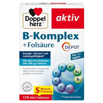 Abbildung von Doppelherz B Komplex DEPOT mit Folsäure Vitamine als Beitrag für die normale Funktion des Nervensystems und den normalen Energiestoffwechsel 150 Mini Tabletten