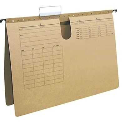 Abbildung von Q Connect KF00554 Hängehefter/Hängemappen Für A4 Farbe: Braun/Natronkarton, Heftung aus 250g/qm / 25 Stück/Schwarzer Organisationsdruck/mit auswechselbaren Blanco Schildchen/Blauer Engel