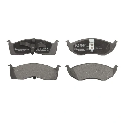 Abbildung von BOSCH 0 986 424 363 Bremsbelagsatz Low Metallic mit Kolbenclip, Anti Quietsch Blech CHRYSLER: VOYAGER / Grand 3, 300M Saloon, 2