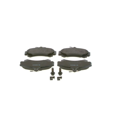 Abbildung von BOSCH 0 986 424 371 Bremsbelagsatz Low Metallic mit akustischer Verschleißwarnung Montageanleitung, Anti Quietsch Blech, Schrauben