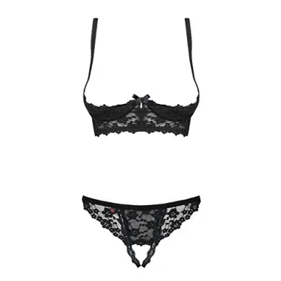 Abbildung von Obsessive Damen Letica Cupless Set Unterwäsche, Schwarz, S/M