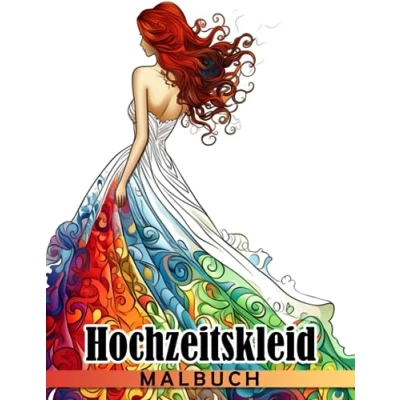 Abbildung von Hochzeitskleid Malbuch: Fabelhafte Mode Malvorlagen für Erwachsene Bräute und Modedesigner zum Ausmalen Stressabbau