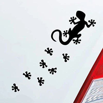Abbildung von Hellweg Druckerei Salamander Agame Echse Lizard Fußspuren Auto Aufkleber Sticker Heckscheibenaufkleber
