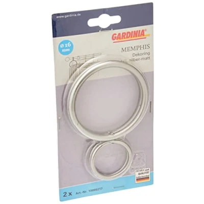 Abbildung von GARDINIA Dekoring, Zum Drapieren von Gardinen und Vorhang Stoffen, Außen ca. Ø 45/80 mm, 2 Stück, Metall, Silber matt, Nicht Zutreffend