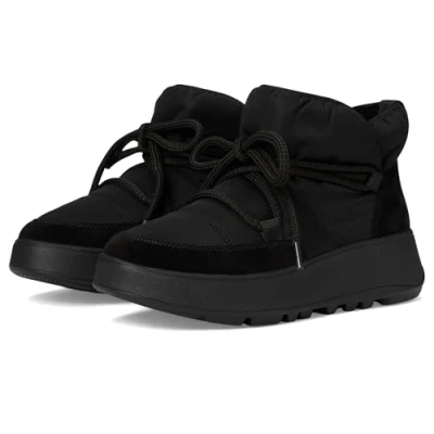 Abbildung von Fitflop Damen F Mode W/Resistant Biofleece Mesh Flatform Booties Schuh, Schwarz, 38 EU