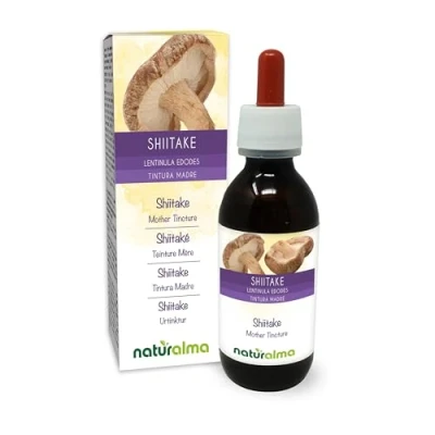 Abbildung von Shiitake (Lentinula edodes) Pilz Alkoholfreier Urtinktur Naturalma Flüssig Extrakt Tropfen 120 ml Nahrungsergänzungsmittel Veganer