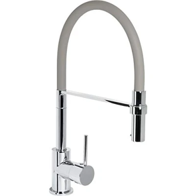 Abbildung von Cornat Spültisch Einhebelarmatur Robuster Druckgusskörper schwarz / verchromt 360 schwenkbarer Silikon Auslauf Mit Brause Arretierung Hochdruck Armatur Küchenarmatur Wasserhahn SAZ612