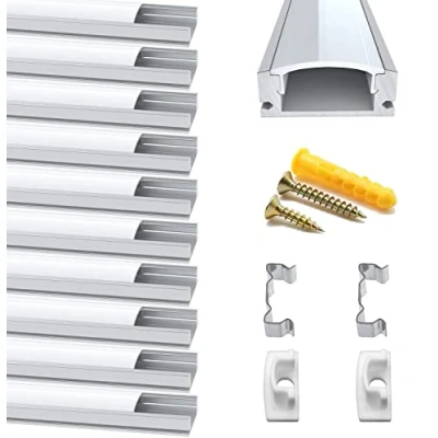 Abbildung von Chesbung Led Aluminium Profil 90 Grad für Streifen, 10X0.5m U Form Stripes Schiene Strip Aluprofil Eckprofil Alu Leiste Kanal Stripe Diffusor mit Milchig Weißer Abdeckung