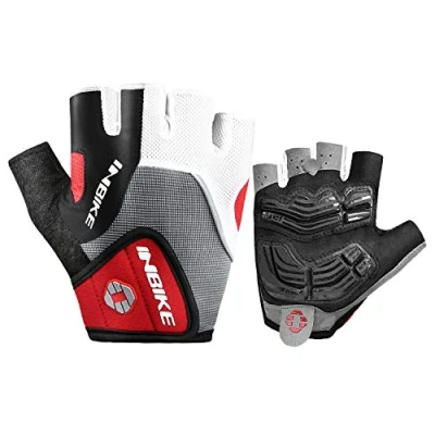 Abbildung von INBIKE Fahrradhandschuhe Halbfinger Herren Damen Sommer Radhandschuhe Kurz Gel Atmungsaktiv rutschfeste Mountainbike Handschuhe für Radsport MTB Rot,L