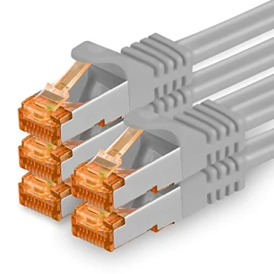 Abbildung von 1aTTack.de 0,5m Cat.7 Netzwerkkabel Grau 5 Stück Gigabit Ethernet LAN Kabel 10000 Mbit S Patchkabel Cat7 FTP PIMF Schirmung LSZH Rohkabel Rj45 Stecker Cat 6a x 0,5 Meter