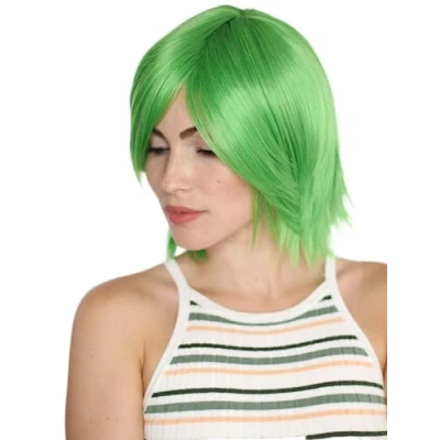 Abbildung von Prettyland grün Mittel lange kurze perücke mit Pony Gestuft fransig Damen &amp; Herren green Wig C1244
