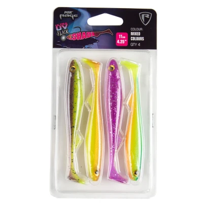Abbildung von Fox Rage Slick Shad Mixed UV Colour Pack 11cm Gummifisch